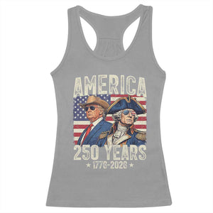 America Semiquincentennial George Washington and Trump Racerback Tank Top 250 Years 1776-2026 Patriotic Founding Fathers Legacy TS02 Sport Gray Print Your Wear