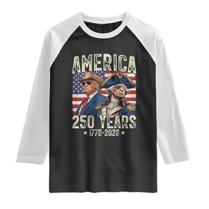 America Semiquincentennial George Washington and Trump Raglan Shirt 250 Years 1776-2026 Patriotic Founding Fathers Legacy TS02 Black White Print Your Wear