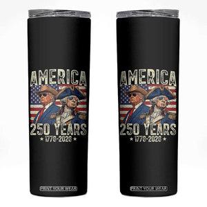 America Semiquincentennial George Washington and Trump Skinny Tumbler 250 Years 1776-2026 Patriotic Founding Fathers Legacy TS02 Black Print Your Wear