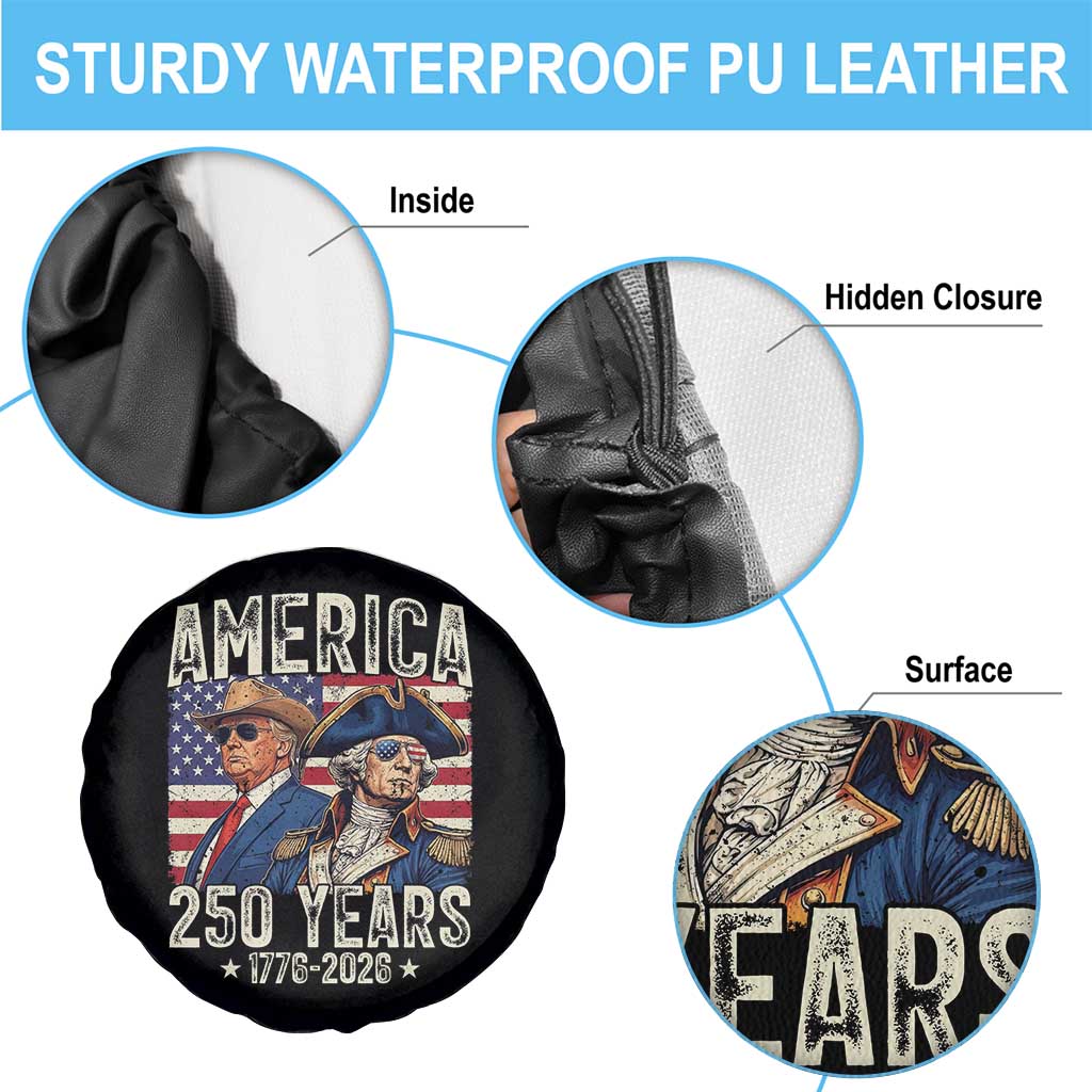 America Semiquincentennial George Washington and Trump Spare Tire Cover 250 Years 1776-2026 Patriotic Founding Fathers Legacy TS02 Print Your Wear