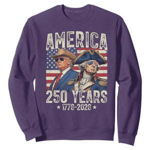 America Semiquincentennial George Washington and Trump Sweatshirt 250 Years 1776-2026 Patriotic Founding Fathers Legacy TS02 Purple Print Your Wear
