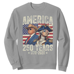 America Semiquincentennial George Washington and Trump Sweatshirt 250 Years 1776-2026 Patriotic Founding Fathers Legacy TS02 Sport Gray Print Your Wear