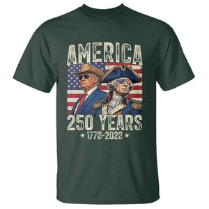 America Semiquincentennial George Washington and Trump T Shirt 250 Years 1776-2026 Patriotic Founding Fathers Legacy TS02 Dark Forest Green Print Your Wear