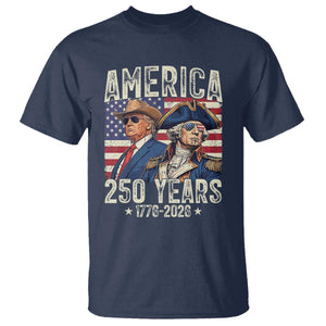 America Semiquincentennial George Washington and Trump T Shirt 250 Years 1776-2026 Patriotic Founding Fathers Legacy TS02 Navy Print Your Wear