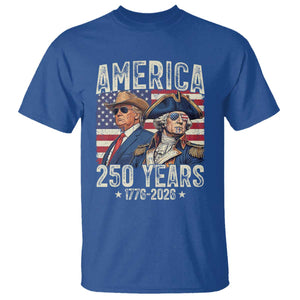 America Semiquincentennial George Washington and Trump T Shirt 250 Years 1776-2026 Patriotic Founding Fathers Legacy TS02 Royal Blue Print Your Wear