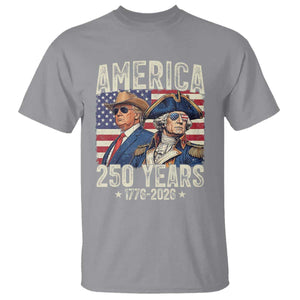 America Semiquincentennial George Washington and Trump T Shirt 250 Years 1776-2026 Patriotic Founding Fathers Legacy TS02 Sport Gray Print Your Wear