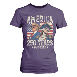 America Semiquincentennial George Washington and Trump T Shirt For Women 250 Years 1776-2026 Patriotic Founding Fathers Legacy TS02 Purple Print Your Wear