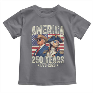 America Semiquincentennial George Washington and Trump Toddler T Shirt 250 Years 1776-2026 Patriotic Founding Fathers Legacy TS02 Charcoal Print Your Wear