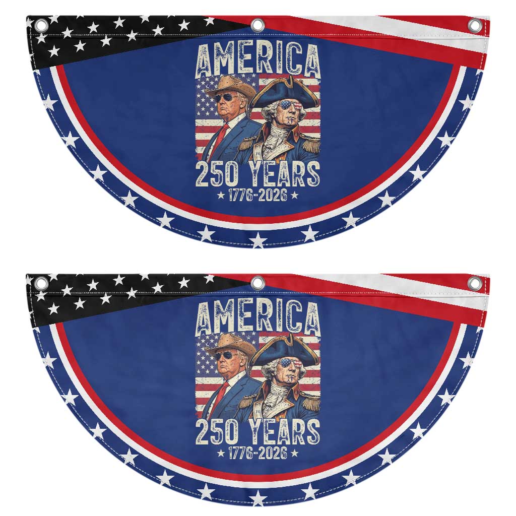 America Semiquincentennial George Washington and Trump Patriotic Fan Flag 250 Years 1776-2026 Founding Fathers Legacy