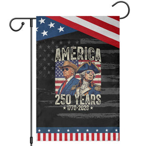 America Semiquincentennial George Washington and Trump Patriotic Garden Flag 250 Years 1776-2026 Patriotic Founding Fathers Legacy TS02 Distressed Black Blue Print Your Wear