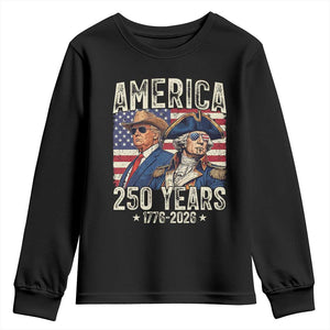 America Semiquincentennial George Washington and Trump Youth Sweatshirt 250 Years 1776-2026 Patriotic Founding Fathers Legacy TS02 Black Print Your Wear