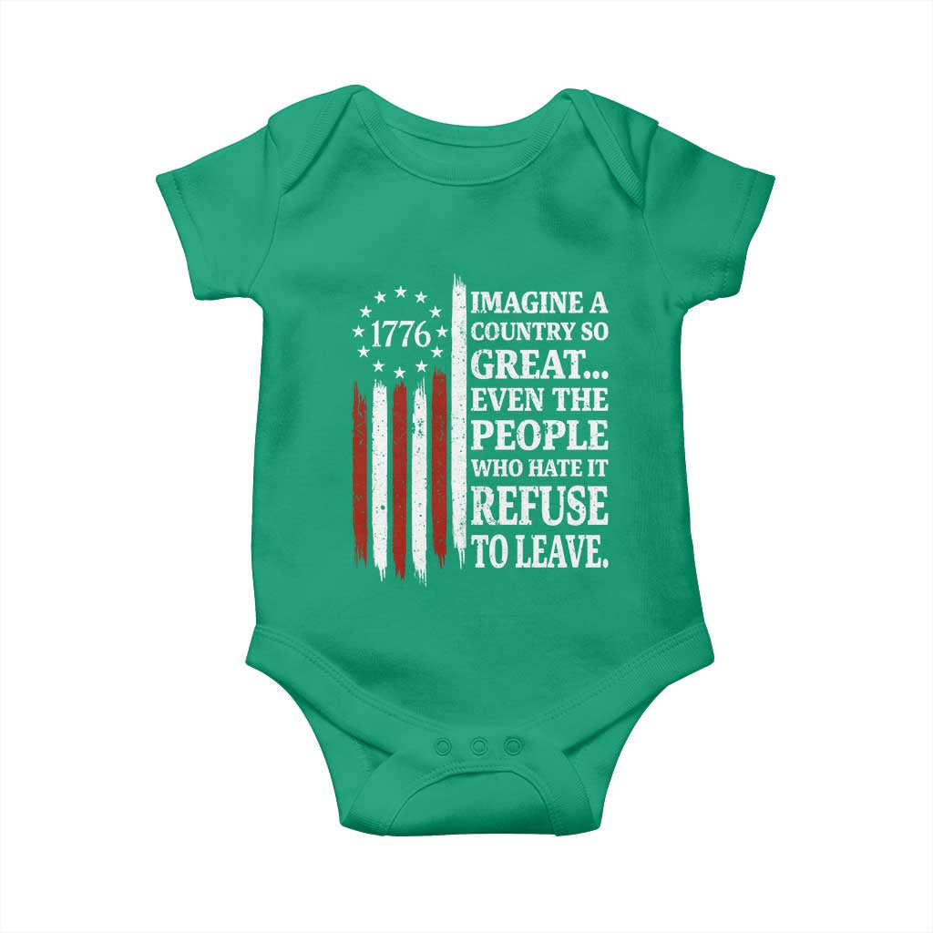 Vintage 1776 Betsy Ross Flag Imagine A Country So Great Baby Onesie Retro Patriotic American Heritage TS02 Irish Green Print Your Wear