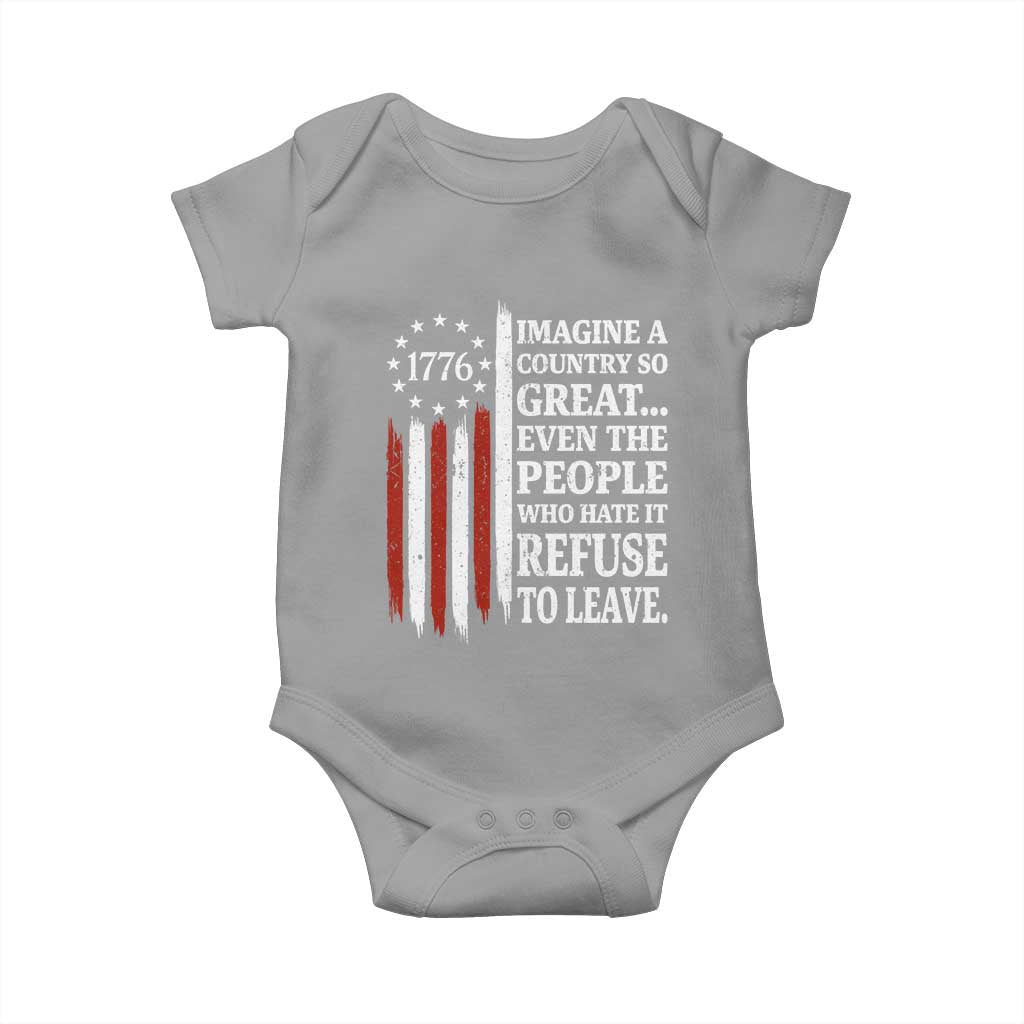 Vintage 1776 Betsy Ross Flag Imagine A Country So Great Baby Onesie Retro Patriotic American Heritage TS02 Sport Gray Print Your Wear