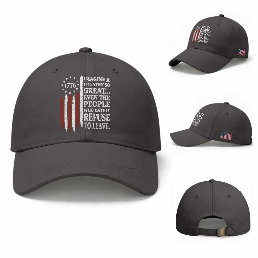 Vintage 1776 Betsy Ross Flag Imagine A Country So Great Baseball Cap Retro Patriotic American Heritage TS02 Baseball Cap Universal Fit Dark Gray Print Your Wear