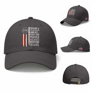 Vintage 1776 Betsy Ross Flag Imagine A Country So Great Baseball Cap Retro Patriotic American Heritage TS02 Baseball Cap Universal Fit Dark Gray Print Your Wear