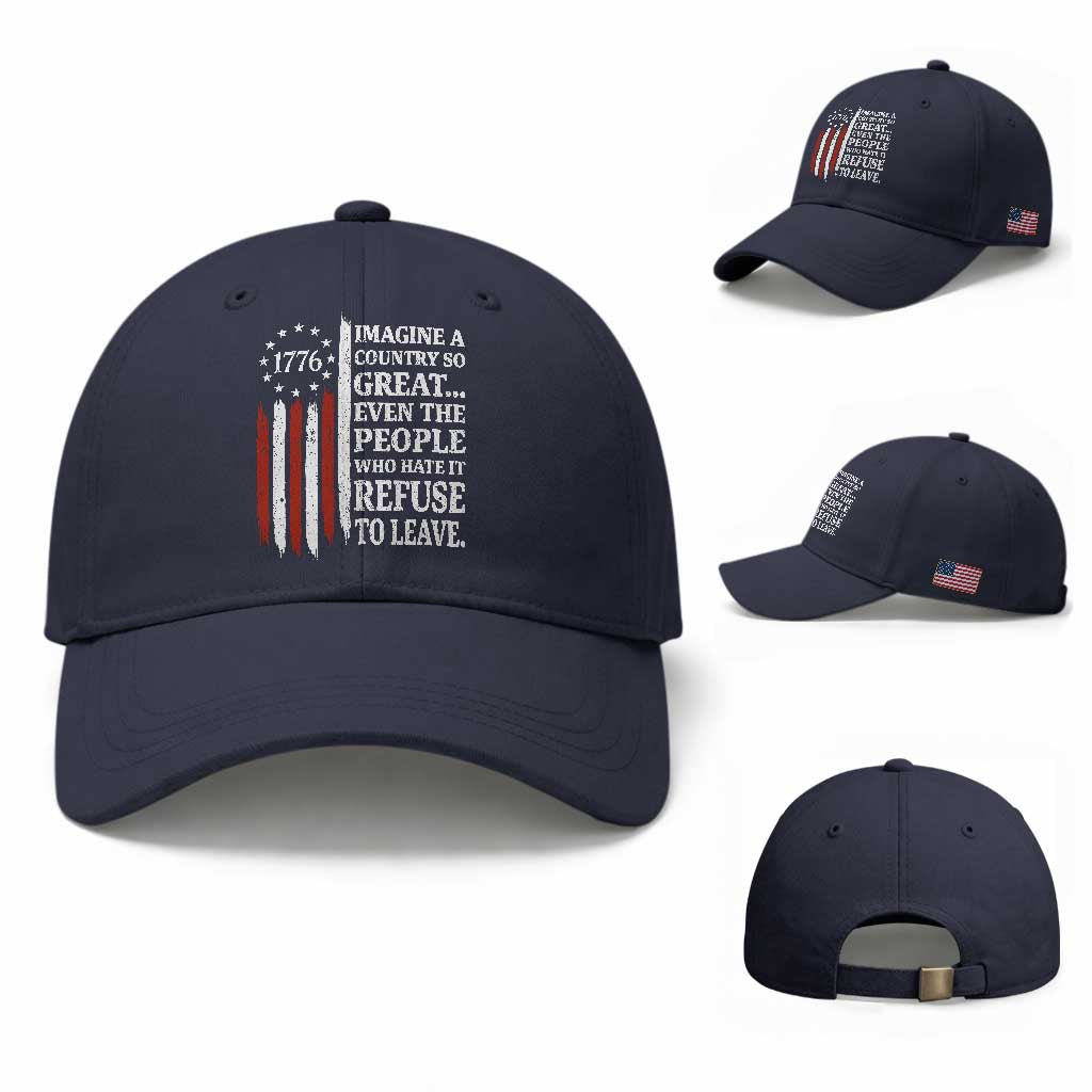 Vintage 1776 Betsy Ross Flag Imagine A Country So Great Baseball Cap Retro Patriotic American Heritage TS02 Baseball Cap Universal Fit Navy Print Your Wear