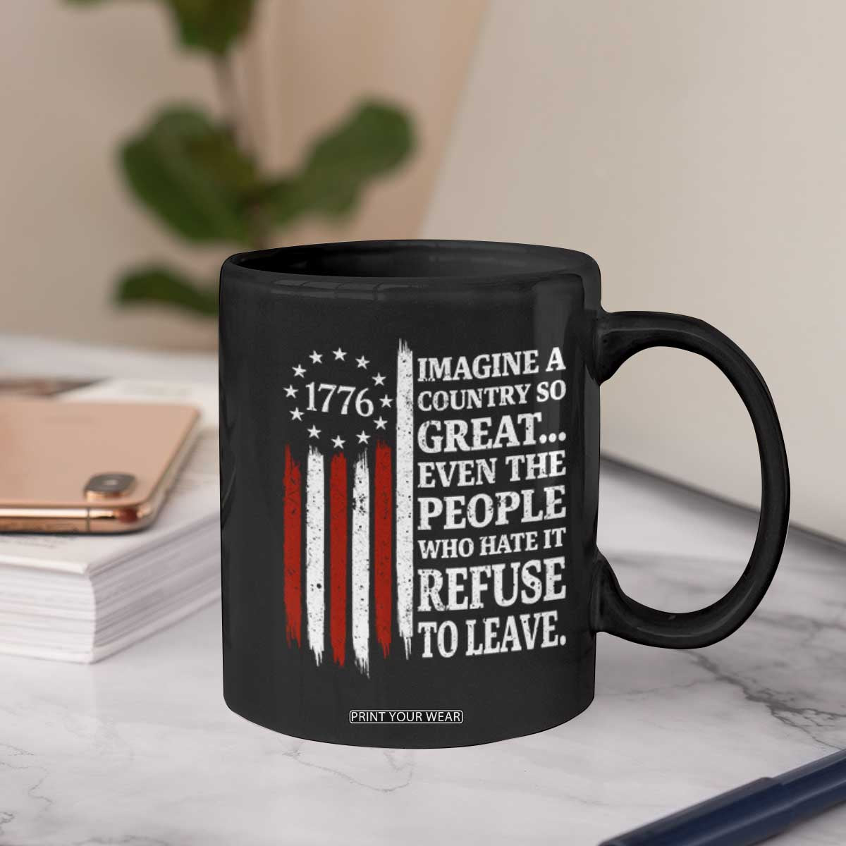 Vintage 1776 Betsy Ross Flag Imagine A Country So Great Coffee Mug Retro Patriotic American Heritage TS02 Print Your Wear