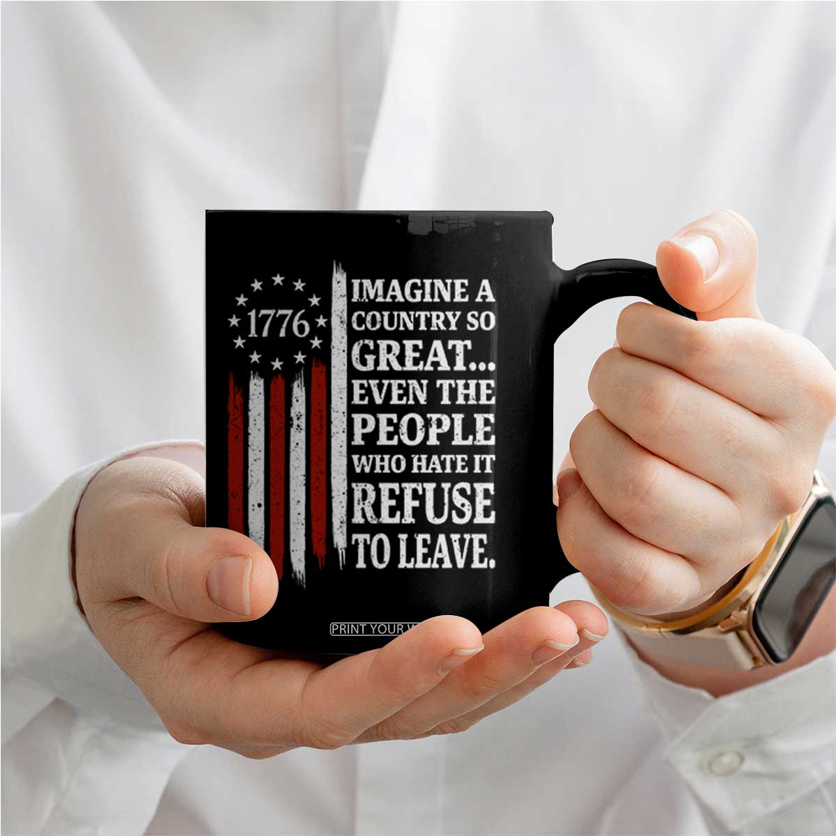 Vintage 1776 Betsy Ross Flag Imagine A Country So Great Coffee Mug Retro Patriotic American Heritage TS02 Print Your Wear
