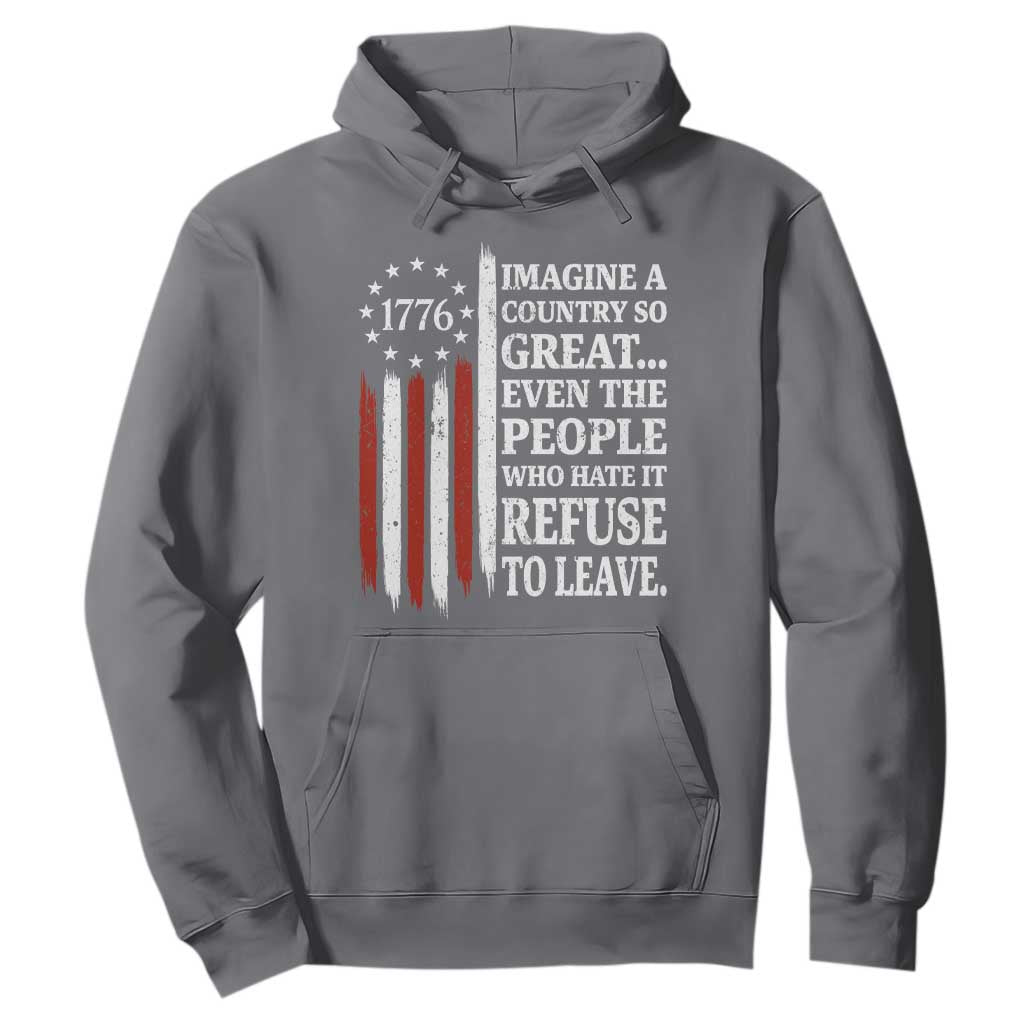 Vintage 1776 Betsy Ross Flag Imagine A Country So Great Hoodie Retro Patriotic American Heritage TS02 Charcoal Print Your Wear