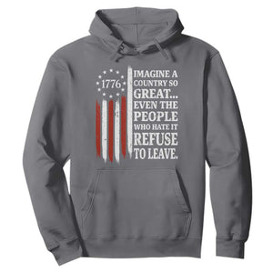 Vintage 1776 Betsy Ross Flag Imagine A Country So Great Hoodie Retro Patriotic American Heritage TS02 Charcoal Print Your Wear