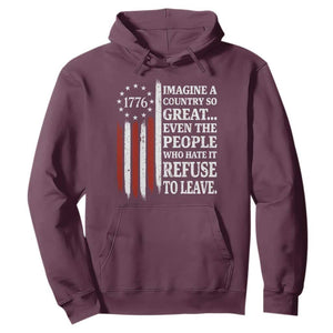 Vintage 1776 Betsy Ross Flag Imagine A Country So Great Hoodie Retro Patriotic American Heritage TS02 Maroon Print Your Wear