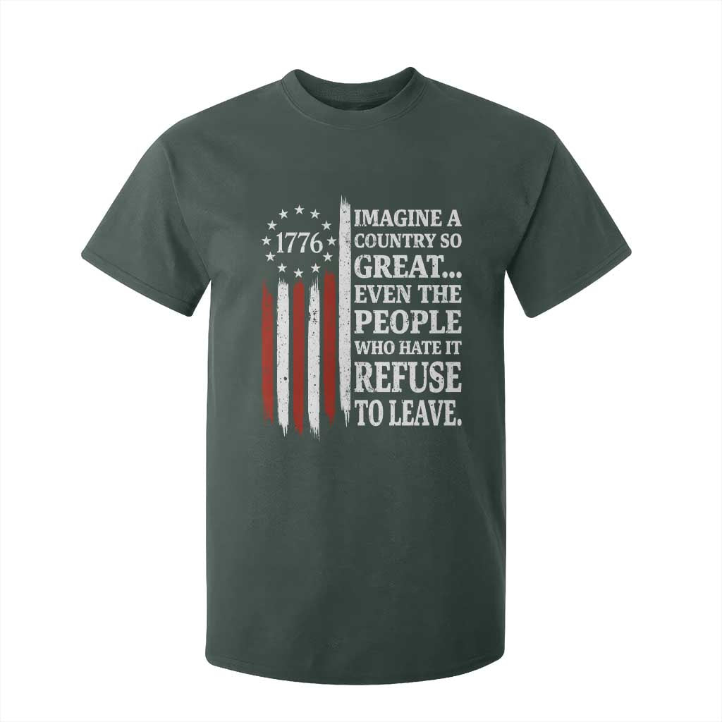 Vintage 1776 Betsy Ross Flag Imagine A Country So Great T Shirt For Kid Retro Patriotic American Heritage TS02 Dark Forest Green Print Your Wear