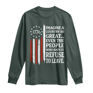 Vintage 1776 Betsy Ross Flag Imagine A Country So Great Long Sleeve Shirt Retro Patriotic American Heritage TS02 Dark Forest Green Print Your Wear