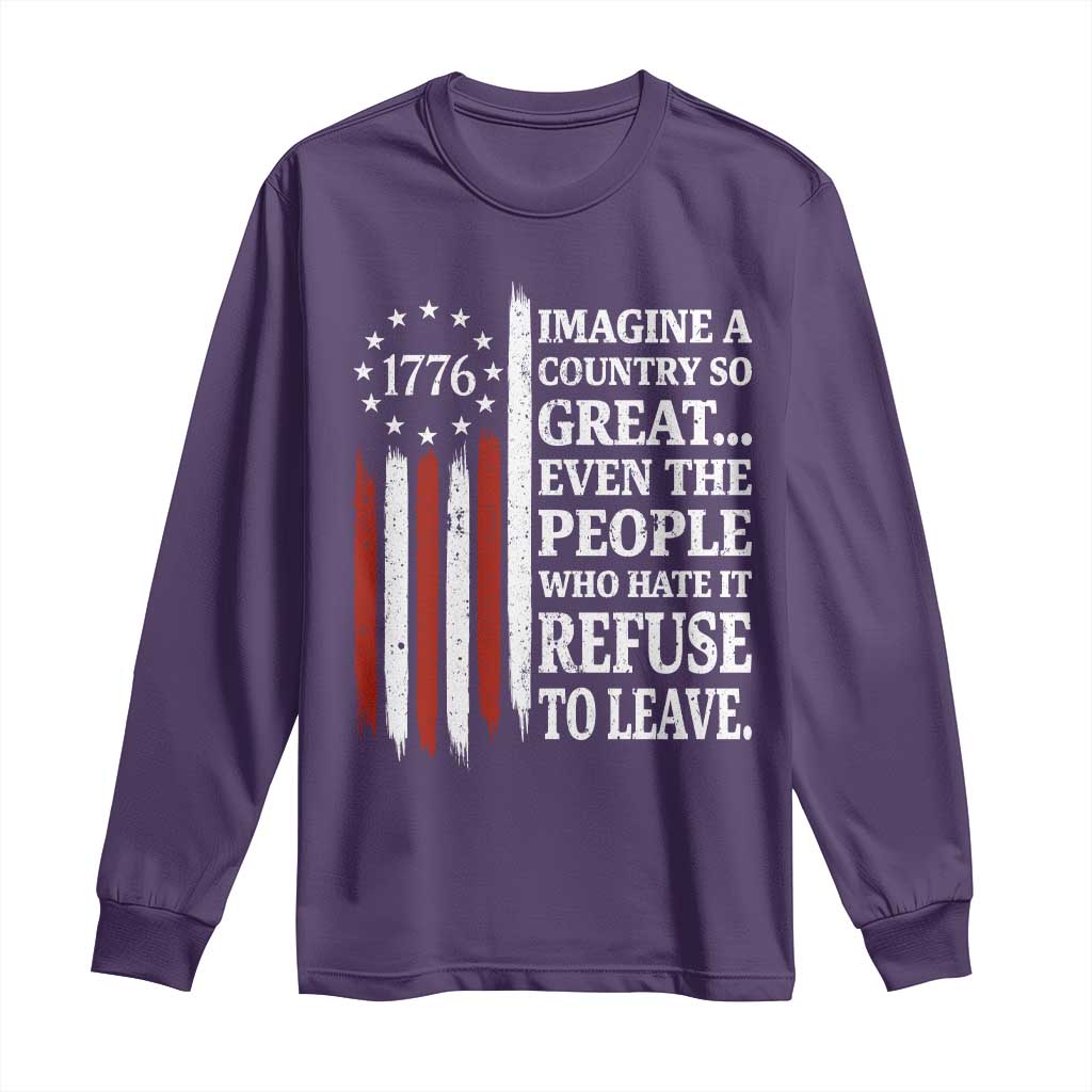 Vintage 1776 Betsy Ross Flag Imagine A Country So Great Long Sleeve Shirt Retro Patriotic American Heritage TS02 Purple Print Your Wear
