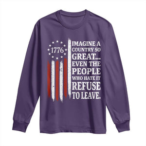 Vintage 1776 Betsy Ross Flag Imagine A Country So Great Long Sleeve Shirt Retro Patriotic American Heritage TS02 Purple Print Your Wear