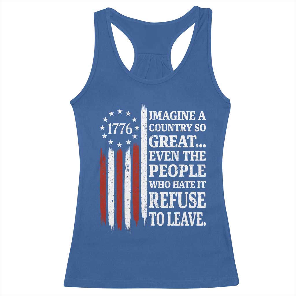 Vintage 1776 Betsy Ross Flag Imagine A Country So Great Racerback Tank Top Retro Patriotic American Heritage TS02 Royal Blue Print Your Wear