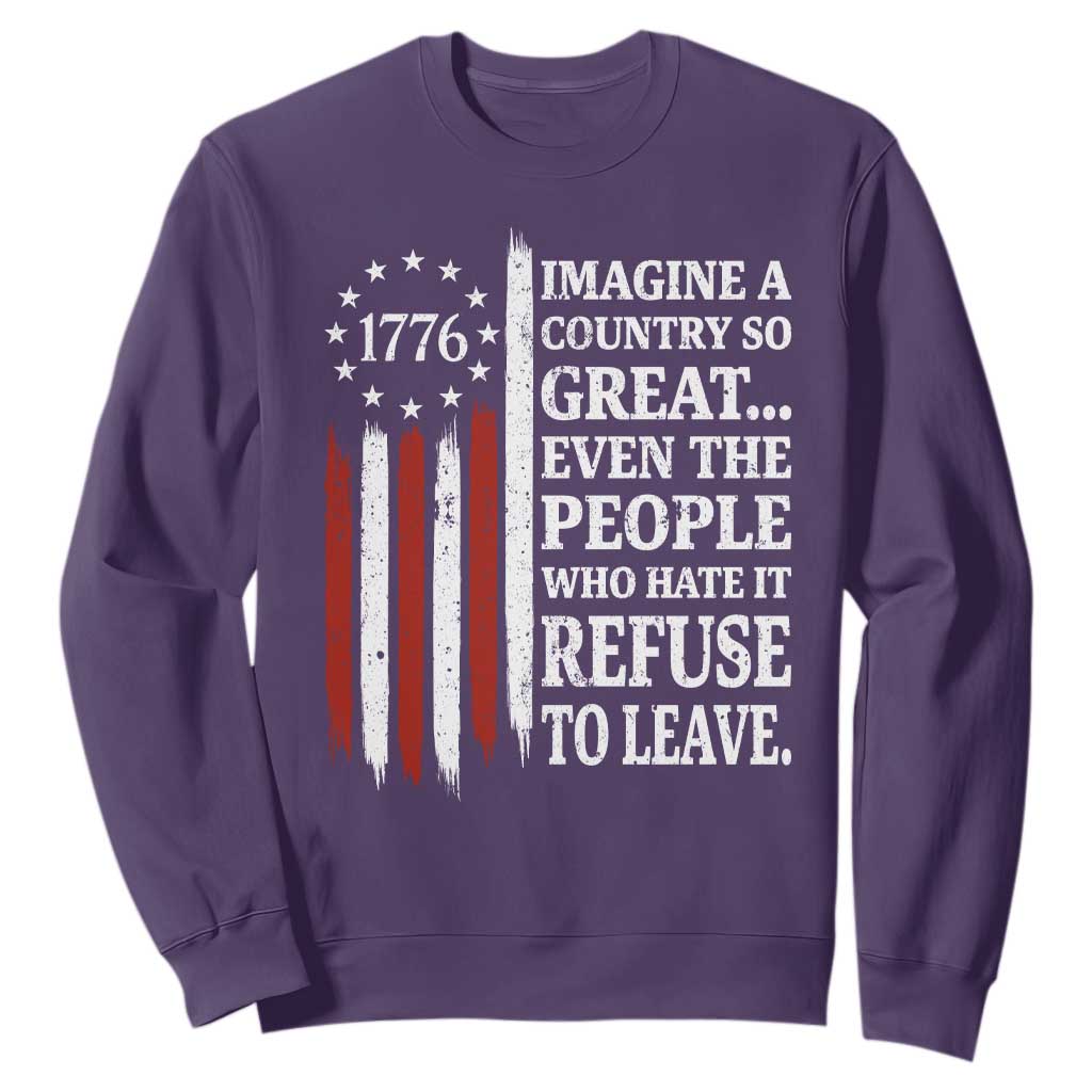 Vintage 1776 Betsy Ross Flag Imagine A Country So Great Sweatshirt Retro Patriotic American Heritage TS02 Purple Print Your Wear