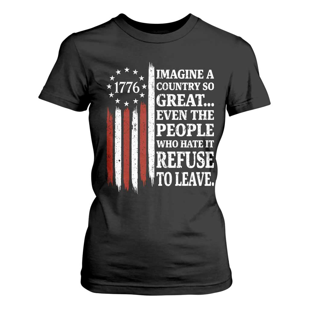 Vintage 1776 Betsy Ross Flag Imagine A Country So Great T Shirt For Women Retro Patriotic American Heritage TS02 Black Print Your Wear