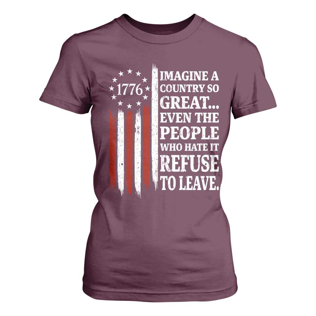 Vintage 1776 Betsy Ross Flag Imagine A Country So Great T Shirt For Women Retro Patriotic American Heritage TS02 Maroon Print Your Wear