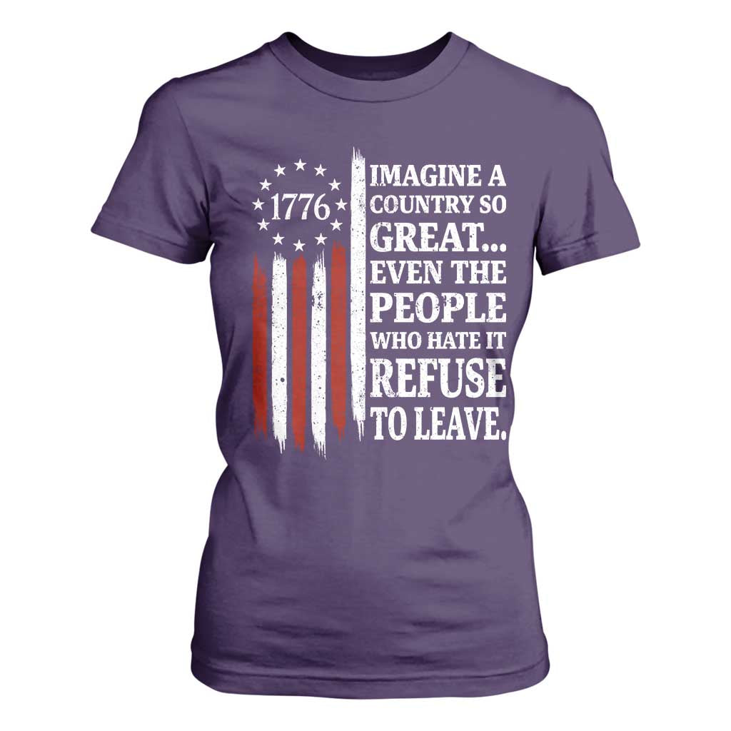 Vintage 1776 Betsy Ross Flag Imagine A Country So Great T Shirt For Women Retro Patriotic American Heritage TS02 Purple Print Your Wear