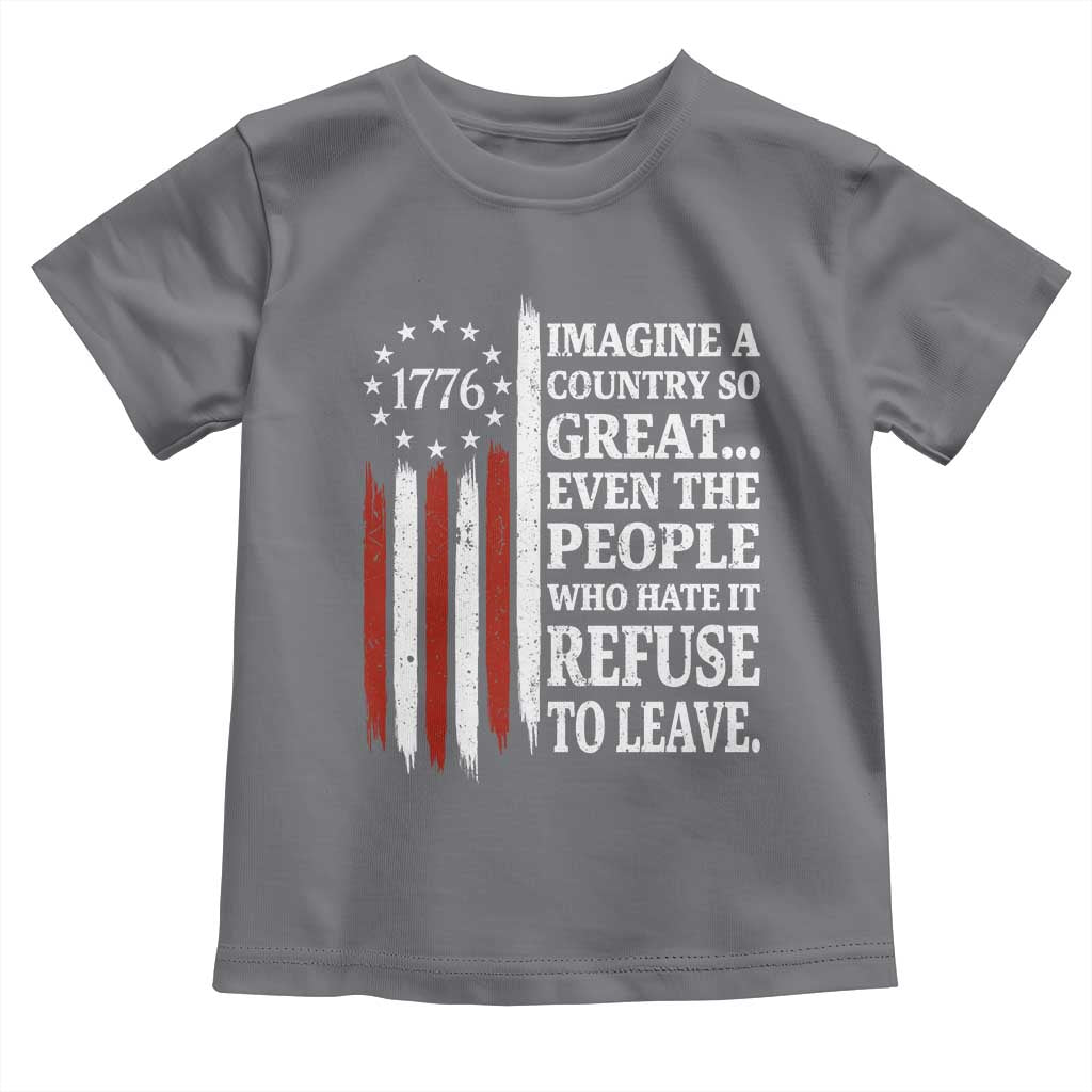 Vintage 1776 Betsy Ross Flag Imagine A Country So Great Toddler T Shirt Retro Patriotic American Heritage TS02 Charcoal Print Your Wear