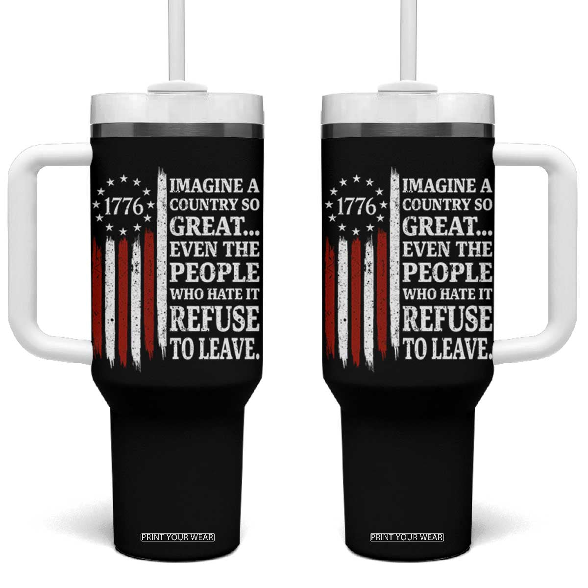 Vintage 1776 Betsy Ross Flag Imagine A Country So Great Tumbler With Handle Retro Patriotic American Heritage TS02 One Size: 40 oz Black Print Your Wear