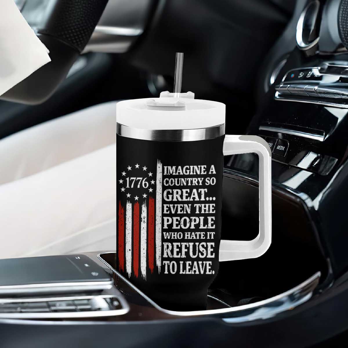 Vintage 1776 Betsy Ross Flag Imagine A Country So Great Tumbler With Handle Retro Patriotic American Heritage TS02 Print Your Wear