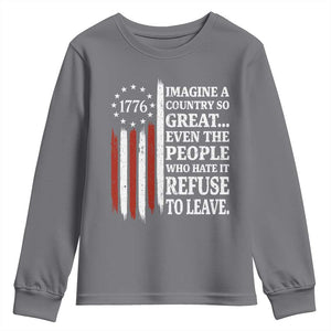 Vintage 1776 Betsy Ross Flag Imagine A Country So Great Youth Sweatshirt Retro Patriotic American Heritage TS02 Charcoal Print Your Wear
