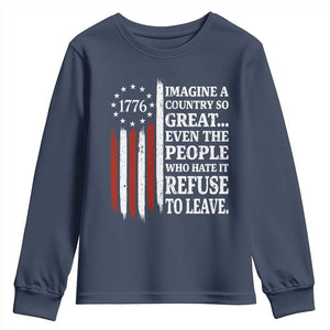 Vintage 1776 Betsy Ross Flag Imagine A Country So Great Youth Sweatshirt Retro Patriotic American Heritage TS02 Navy Print Your Wear