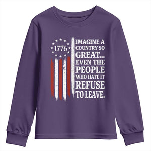Vintage 1776 Betsy Ross Flag Imagine A Country So Great Youth Sweatshirt Retro Patriotic American Heritage TS02 Purple Print Your Wear