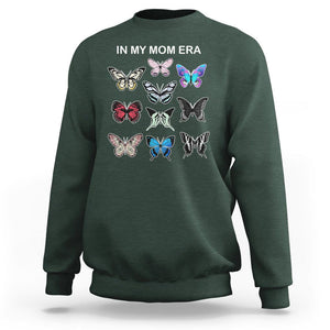 In My Mom Era Sweatshirt Retro Butterfly Mother's Day TS02 Dark Forest Green Printyourwear