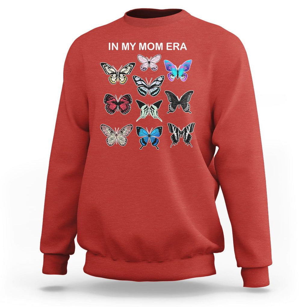 In My Mom Era Sweatshirt Retro Butterfly Mother's Day TS02 Red Printyourwear
