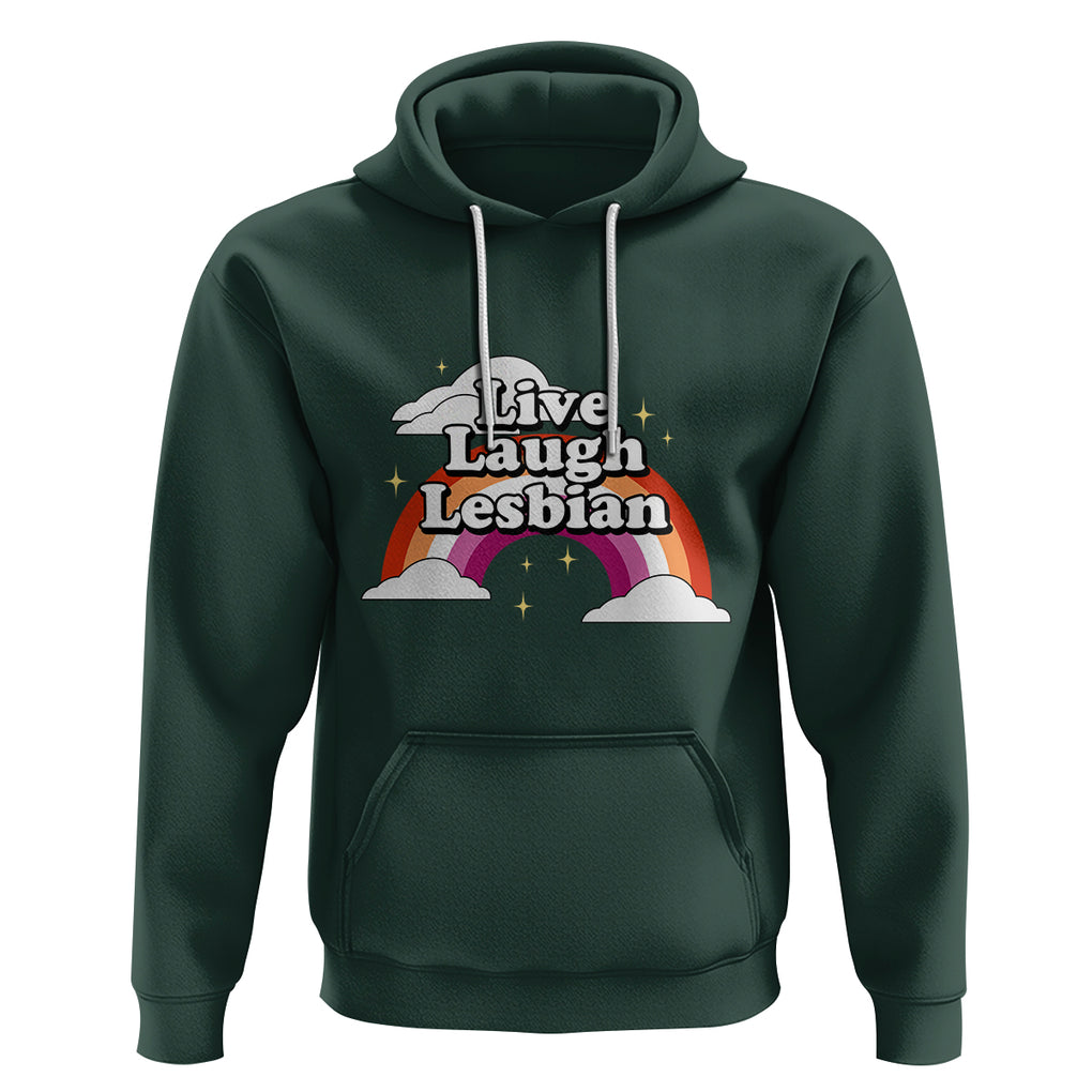 Live Laugh Lesbian Pride Hoodie LGBTQ Pride Flag Rainbow TS02 Dark Forest Green Printyourwear