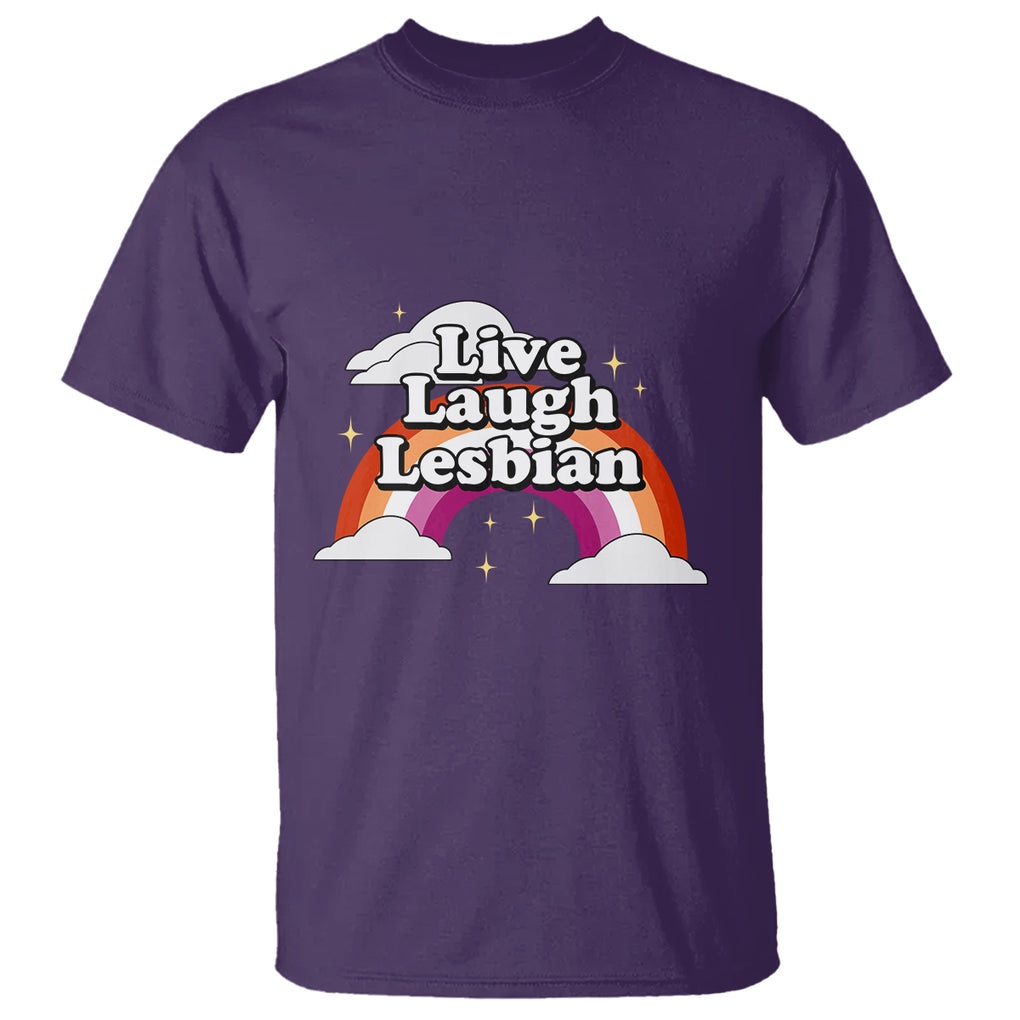 Live Laugh Lesbian Pride T Shirt LGBTQ Pride Flag Rainbow TS02 Purple Printyourwear