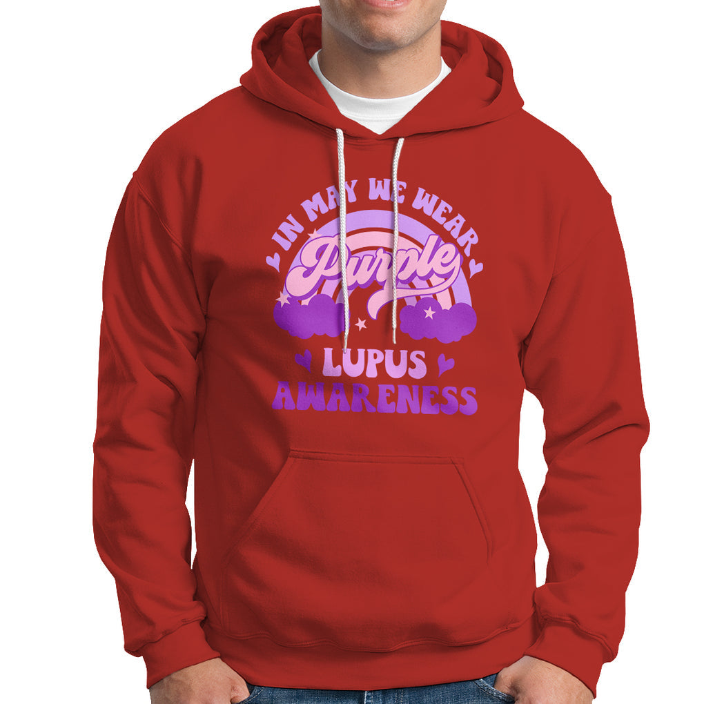Lupus Awareness Hoodie In May We Wear Purple Lupus Awareness Purple Ribbon Awareness TS02 Red Printyourwear