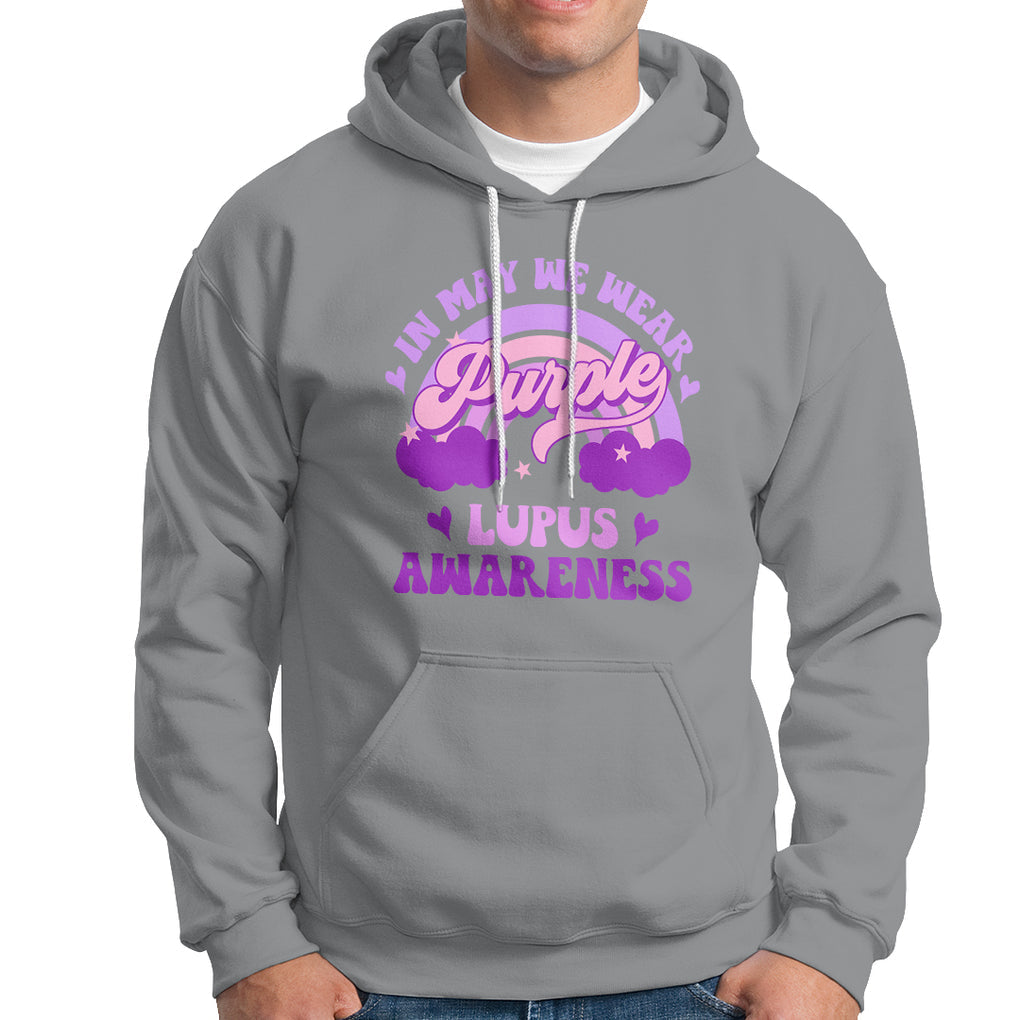 Lupus Awareness Hoodie In May We Wear Purple Lupus Awareness Purple Ribbon Awareness TS02 Sport Gray Printyourwear