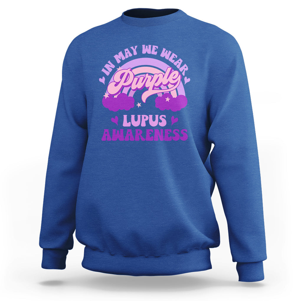 Lupus Awareness Sweatshirt In May We Wear Purple Lupus Awareness Purple Ribbon Awareness TS02 Royal Blue Printyourwear