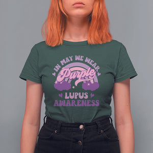 Lupus Awareness T Shirt For Women In May We Wear Purple Lupus Awareness Purple Ribbon Awareness TS02 Dark Forest Green Printyourwear