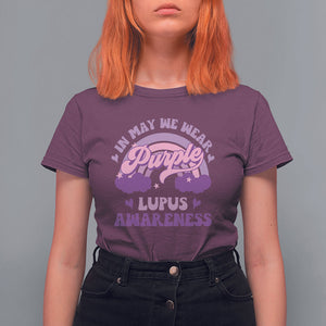 Lupus Awareness T Shirt For Women In May We Wear Purple Lupus Awareness Purple Ribbon Awareness TS02 Maroon Printyourwear