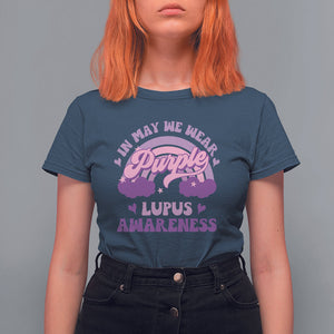 Lupus Awareness T Shirt For Women In May We Wear Purple Lupus Awareness Purple Ribbon Awareness TS02 Navy Printyourwear